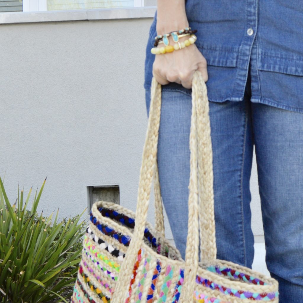 arm candy and colorful tote bag
