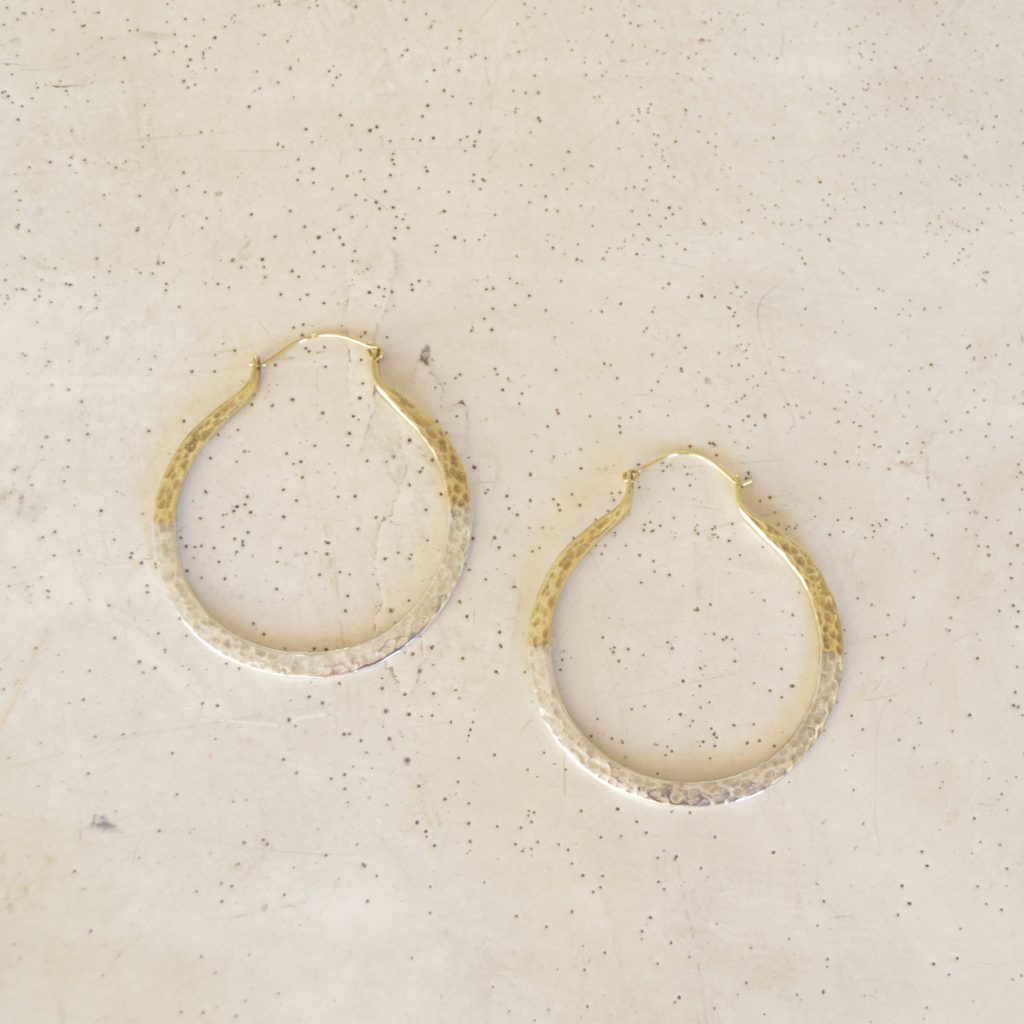 two tone large hoop earrings