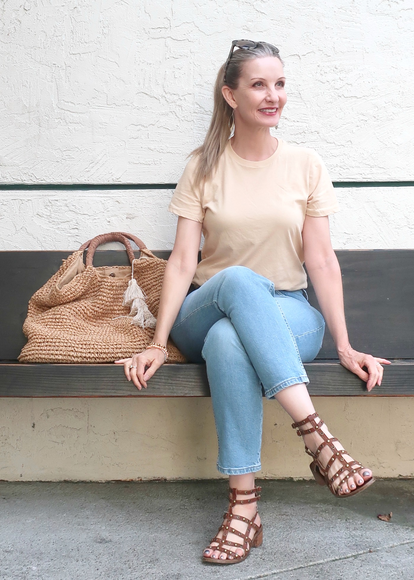 Everlane's Cotton Crew tee and Curvy Cheeky Jeans