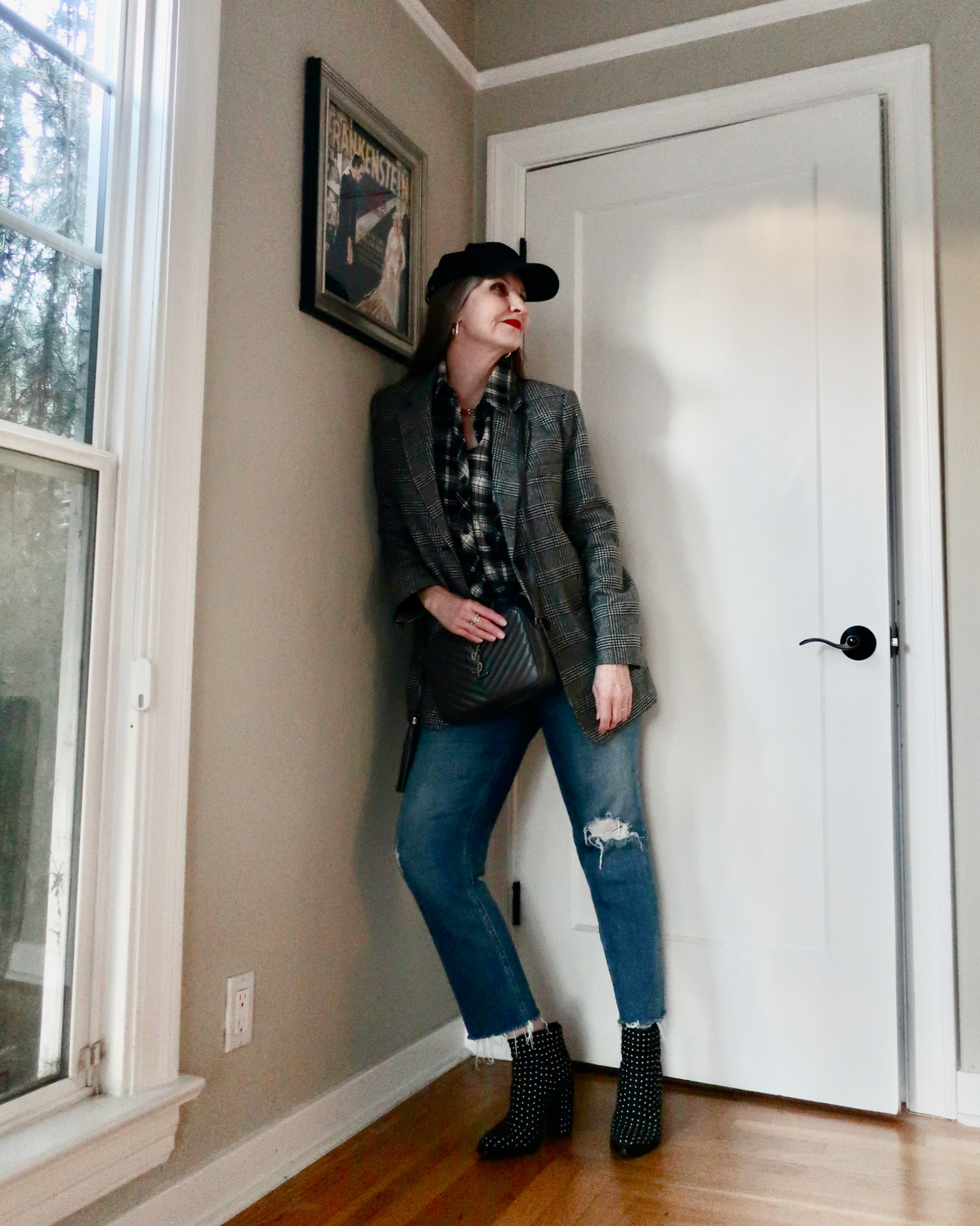 ootd, midsize outfit idea, double plaid, how to style double plaid